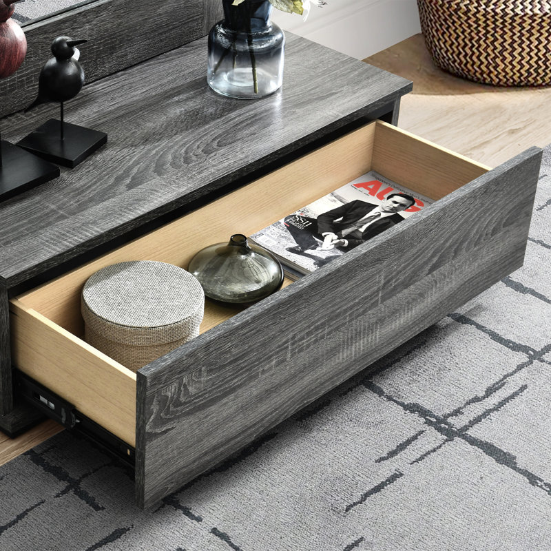 Miroir de plancher gris avec tiroir, DEL et haut-parleurs, bois massif + fabrication, idéal pour les petits espaces de yoga en bois +, saunas parfaits