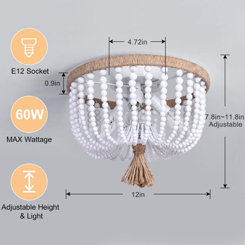 Plafonnier Semi-Encastré Bambou Rotin Bohème – Abat-Jour Naturel 22 Cm – Chambre Enfant Salon Couloir