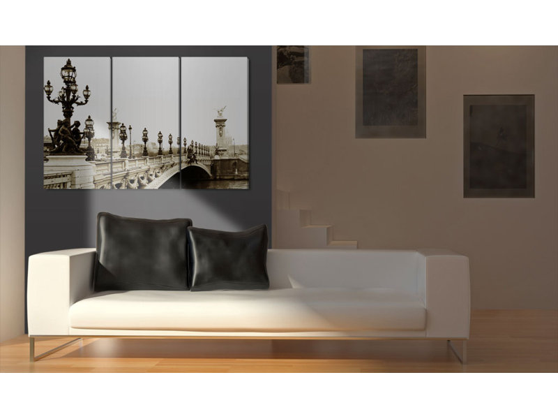 A Romantic Walk In Paris - 3 Piece No Frame Print on Canvas, 80cm H x 120cm W
