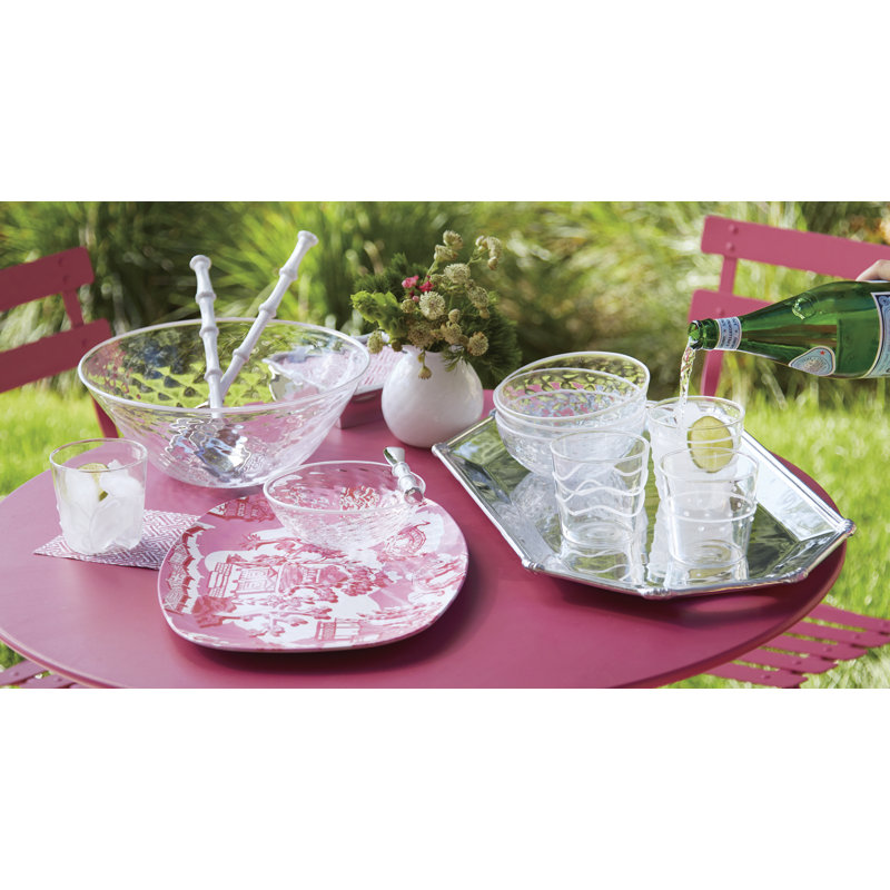 Applique Suite of Double Old Fashion 4 Piece Assorted Glassware Set, White