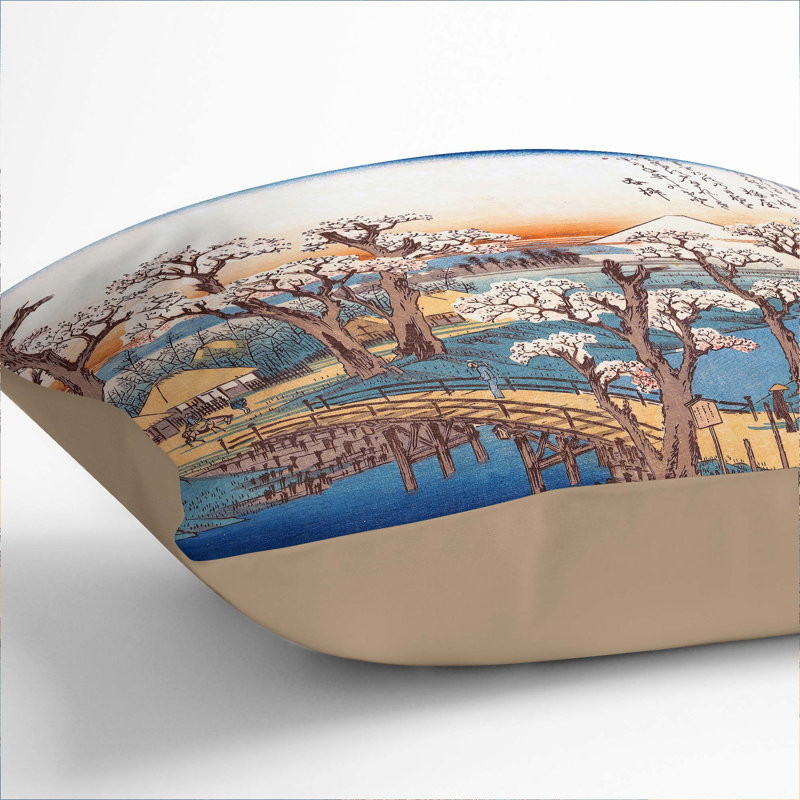 Evening Glow at Koganei by Utagawa Hiroshige Cushion with Filling, Stone, 55cm H x 55cm W x 20cm D