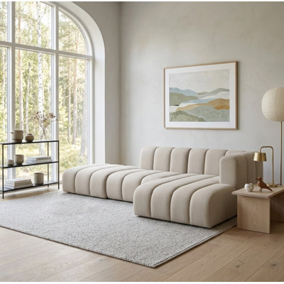 3 Seater Grand Velvet Sofa & Chaise Grand Modern L-Shaped Corner Sofa - Sectional for Living Room