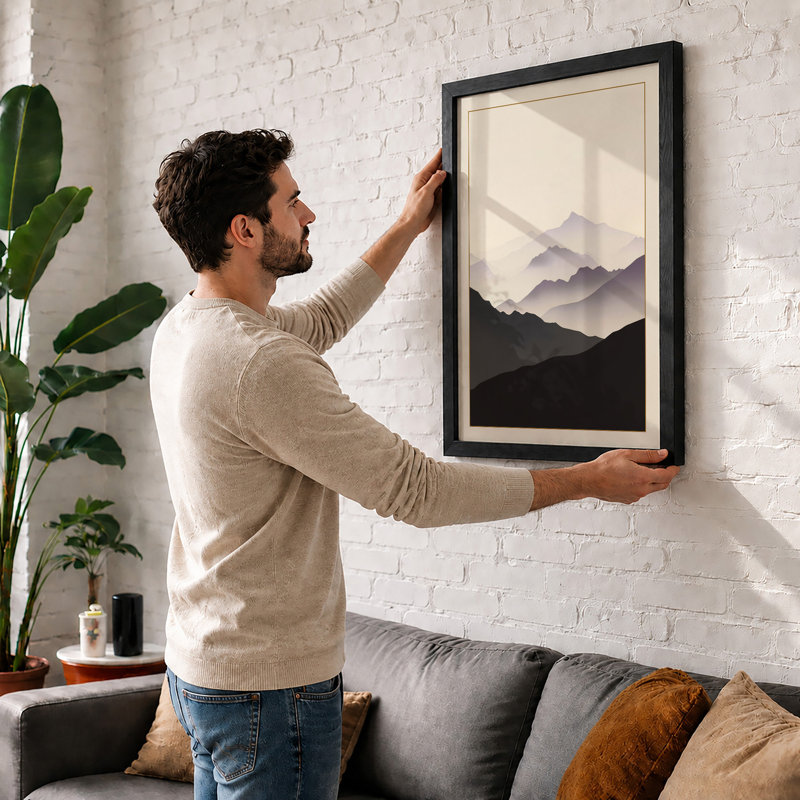 Layered Mountain Horizon Minimalist - Print, A2 - 59.4 x 42.0 cm, Black