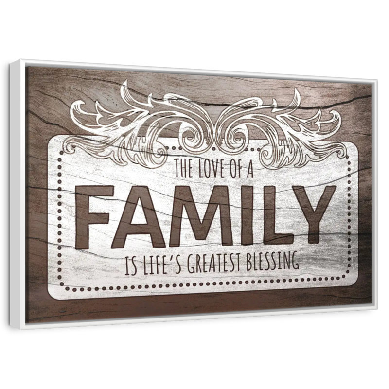 Plaque murale «Love of a Family Quote II», 46 po x 31 po, Cadre flottant blanc
