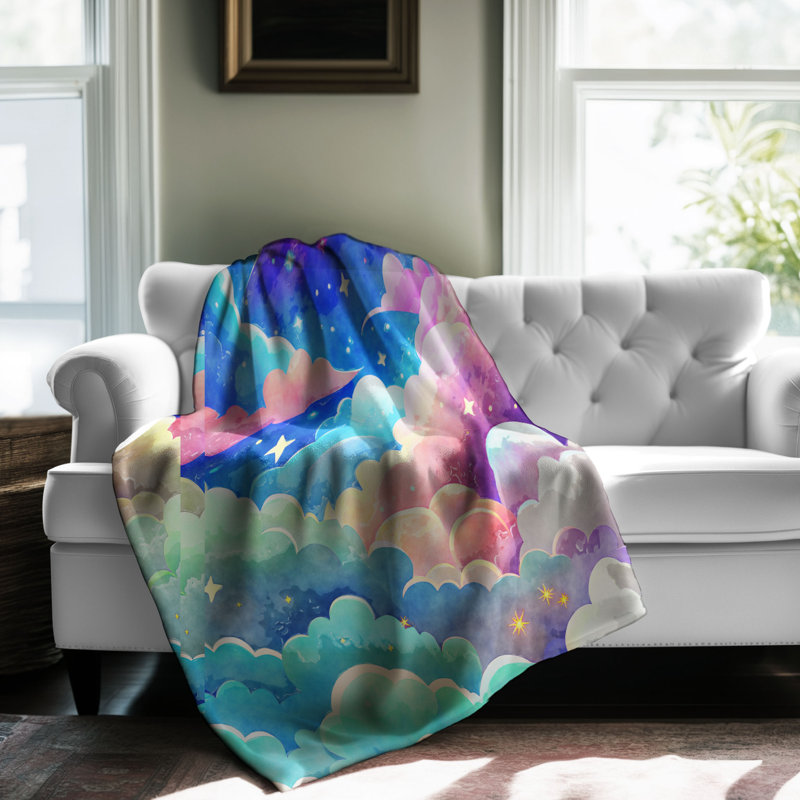 Enchanted Sky Dreams - 1 jeté Sherpa Blan Premium, L 50 po x L 60 po