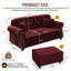 Canapé Mid-Century moderne en velours rembourré de 63 po avec garniture cloutée et causeuse Chesterfield moderne capitonnée avec 2 coussins et 2 repose-pieds-1280135053