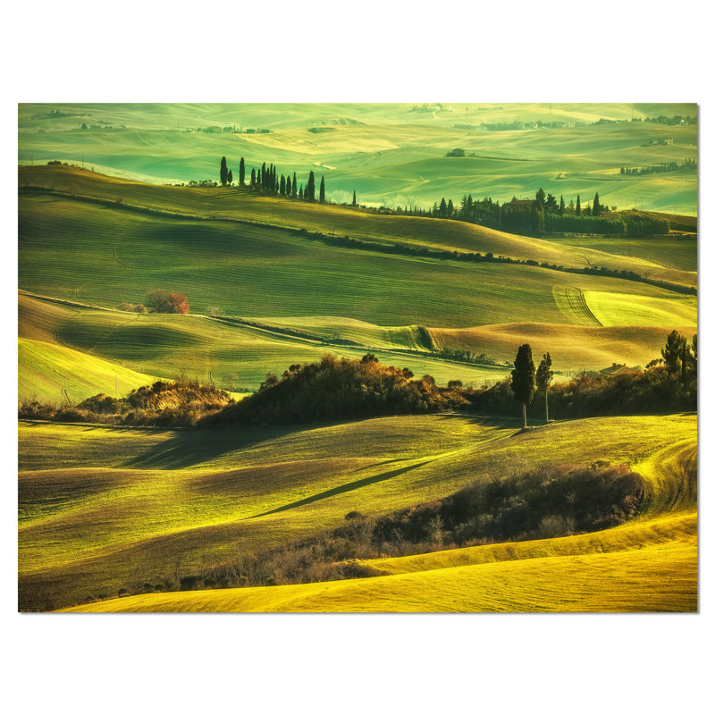 «Green Rolling Hills on Misty Sunset», reproduction de photo sur toile tendue, H 8 po x l 12 po x P 1 po