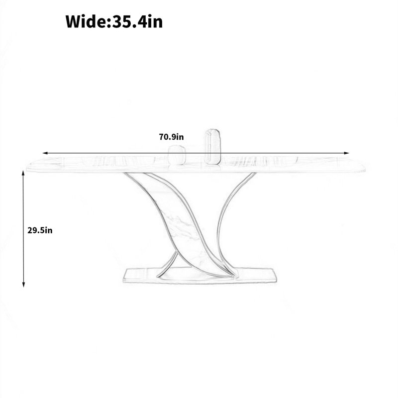Table de salle à manger Kaliyanna, H 29,5 po x L 70,9 po x l 35,4 po