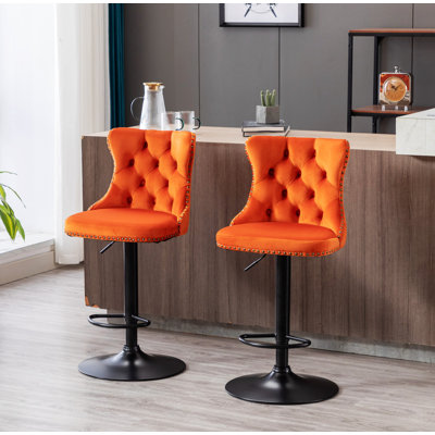 Ilyass Upholstered Adjustable Height Counter Stool