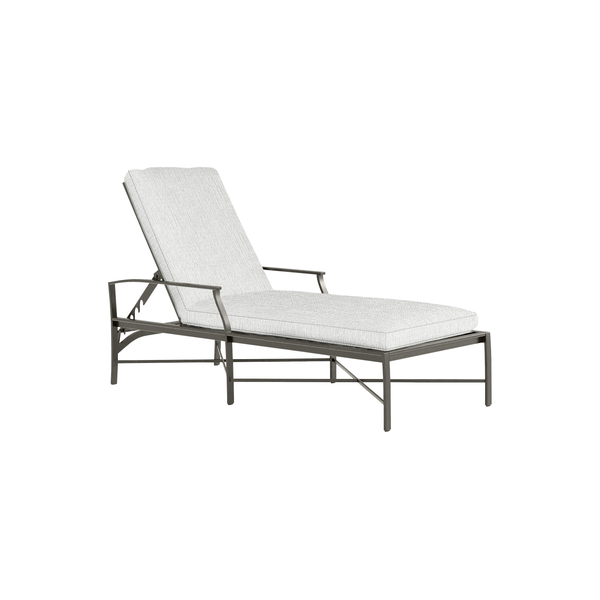 Monaco Wrought Aluminum Outdoor Chaise Lounge, Slate Gray, Bali Pearl, Welt
