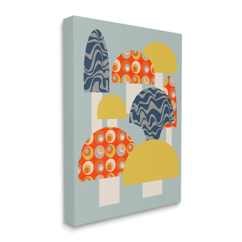 Champignons amusants à motifs par Lil 'Rue, H 48 po x l 36 po x P 1,5 po