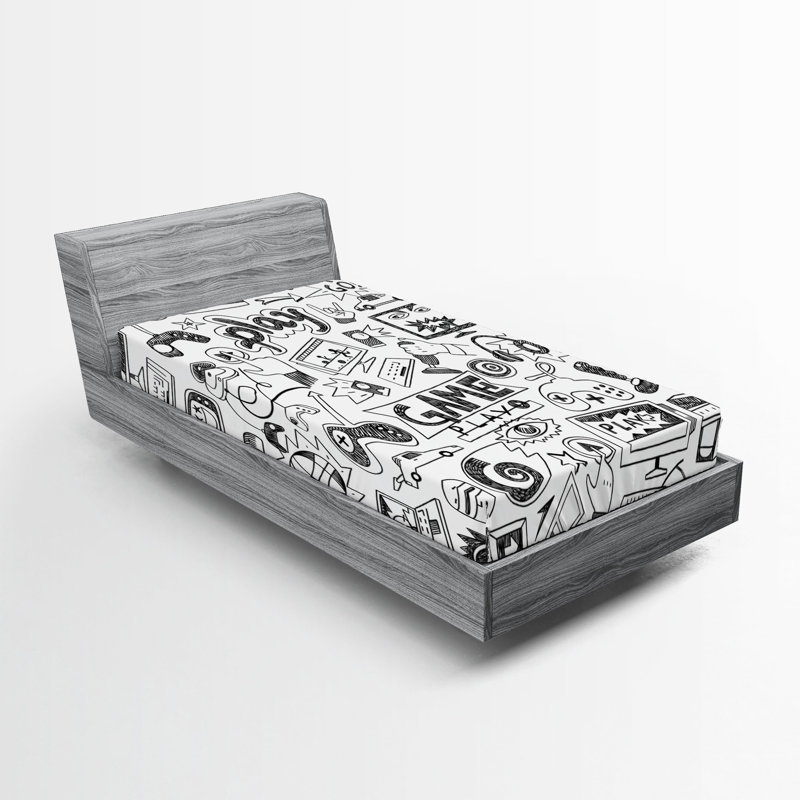 Ensemble de 2 draps-housse pour jeux vidéo Ambesonne, Drap-housse pour lit simple TG