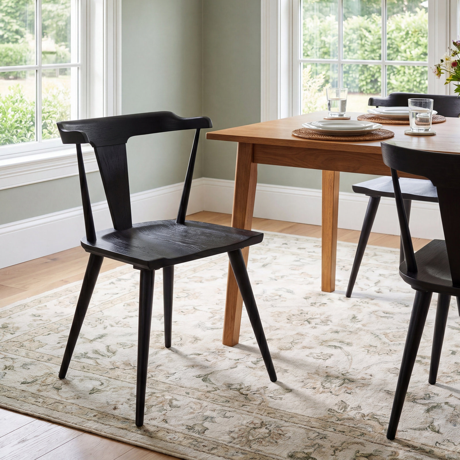 Oak Side Chair, Dark Brown Wood