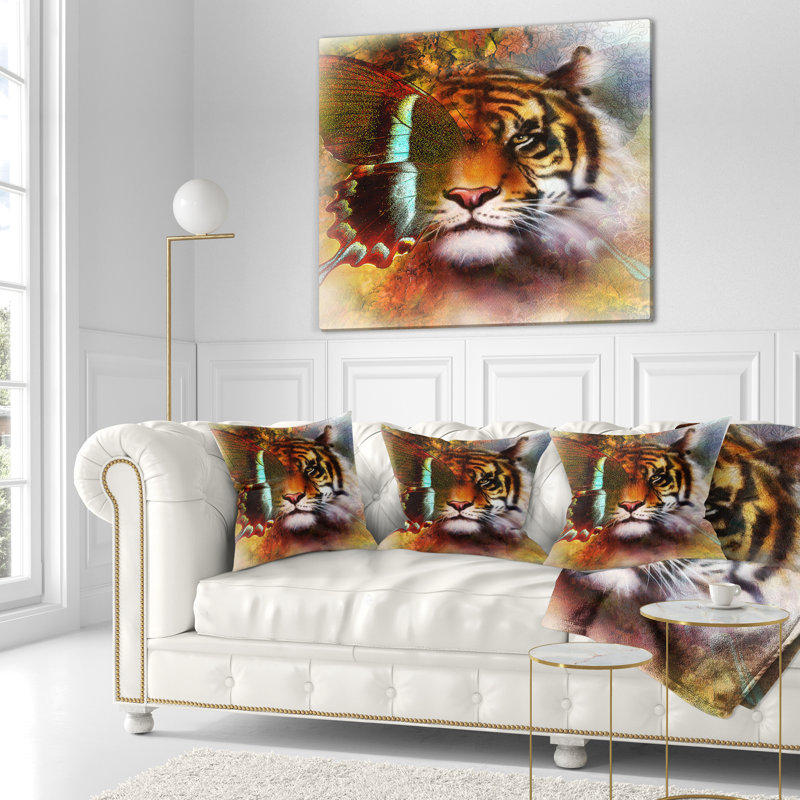 Coussin Animal avec ailes de papillon, 16 po x 1 po, Carré