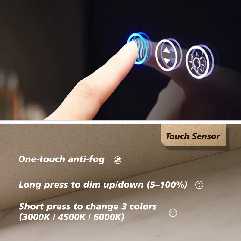 UL Certified Front & Back LED Anti-Fog Tempered Glass Bathroom Vanity Mirror, 40 po x 30 po
