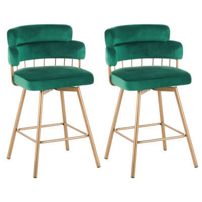 Tabourets de bar pivotants à 180 ° de 2, siège de 26 po de hauteur, pour îlot de cuisine, café, pub, structure en fer, dossier bas, capacité de 300 lb, glissières en plastique, matériau à plusieurs niveaux, support, conception