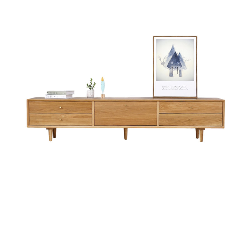 Meuble télé moderne en chêne simple, 82.67", Naturel