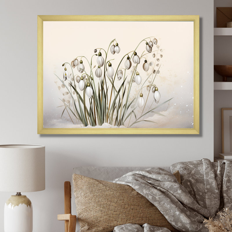 «Snowdrops Moonlit Galanthus Nivalis II - Snowdrops», reproduction d'art, H 30 po x l 40 po x P 1,5 po, Cadre doré simple