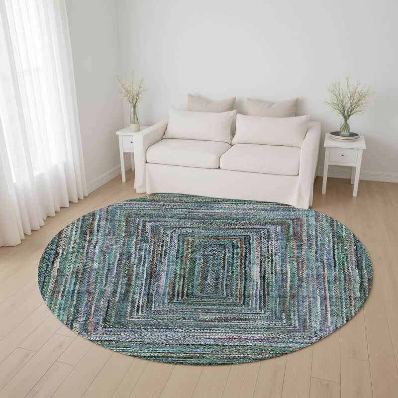 Premium Machine Washable Bucz AMF1725 Geometric Rug, Round 8'