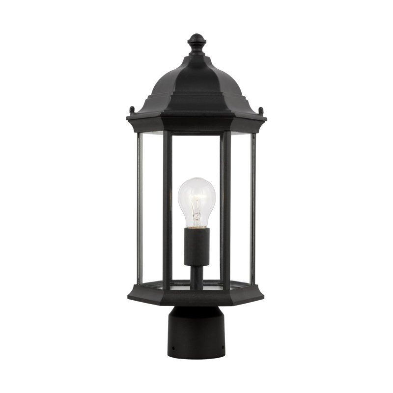 Lampadaire d'extérieur à une lumière Sevier , Noir/transparent, Noir