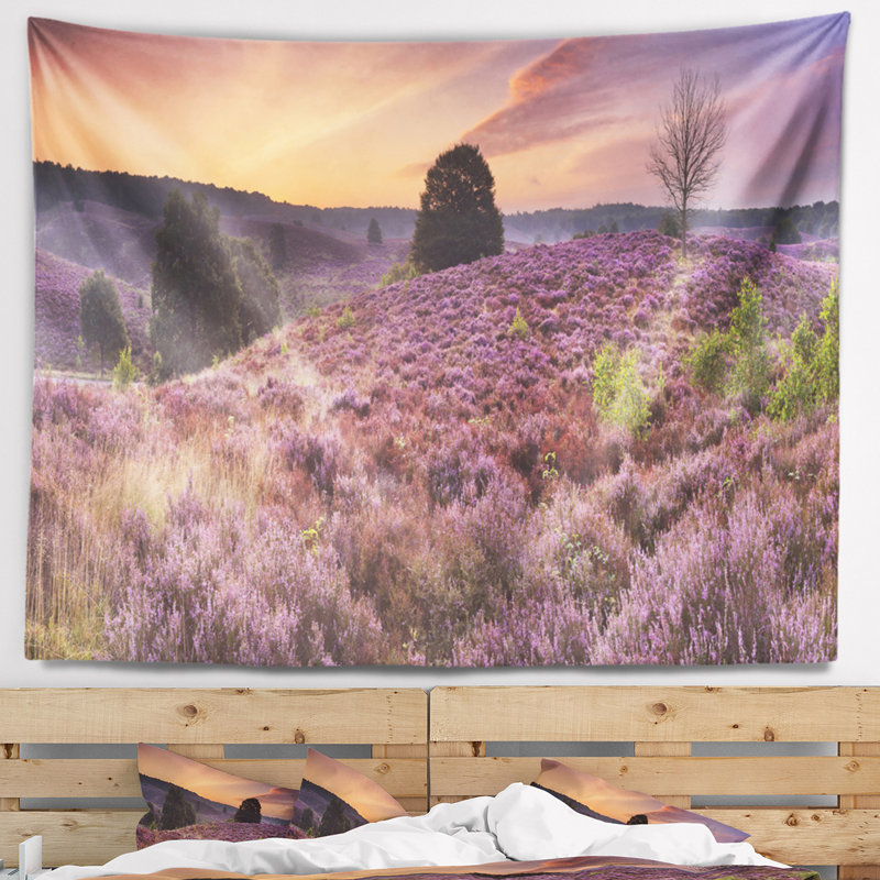 Tapisserie de mélange de polyester à heather à aube avec accessoires suspendus inclus, H 68 po x l 80 po