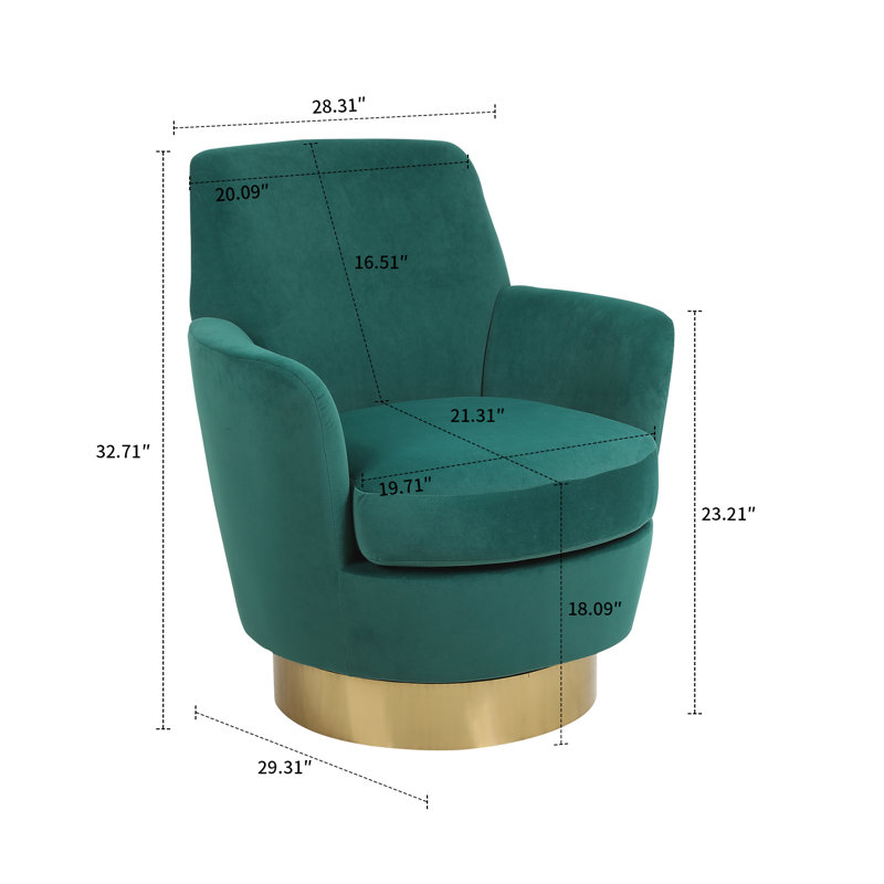Fauteuil demi-tonneau de bureau pivotant à 360 ° Modern Modern, Émeraude