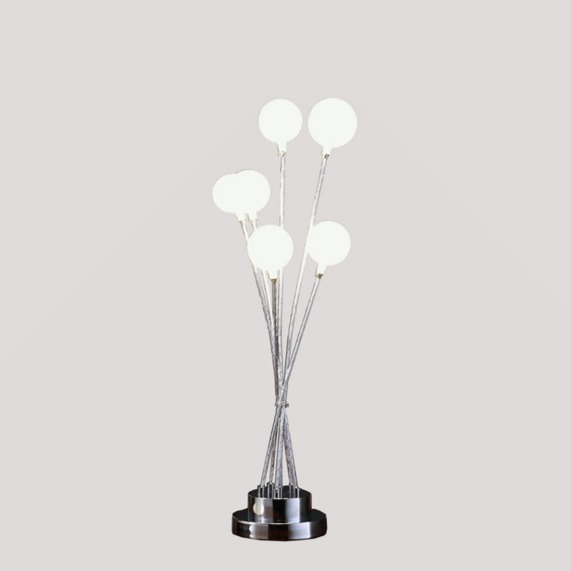 Lampe de table sphérique en aluminium chromé 27 lumières 27,5 po Aluminun, Argent argent