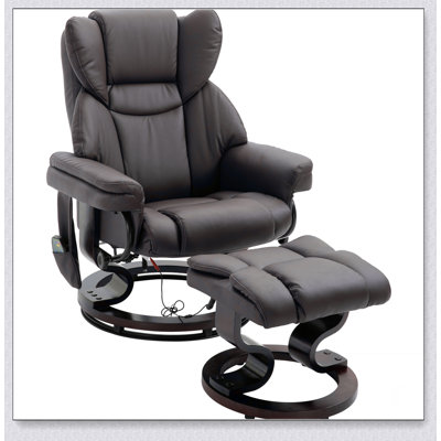Massage Recliner Chair with Ottoman Footrest, 10 Vibration Points, 360° Swivel Reclining Chair