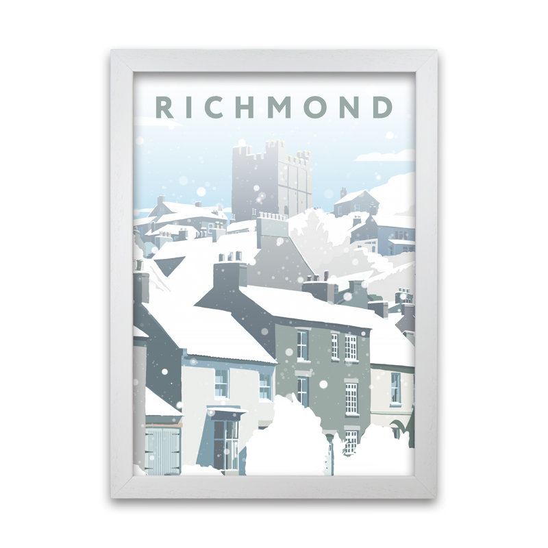 Richmond In Snow by Richard O'Neill - Single Picture Frame Print, 841 cm H x 594 cm W, White