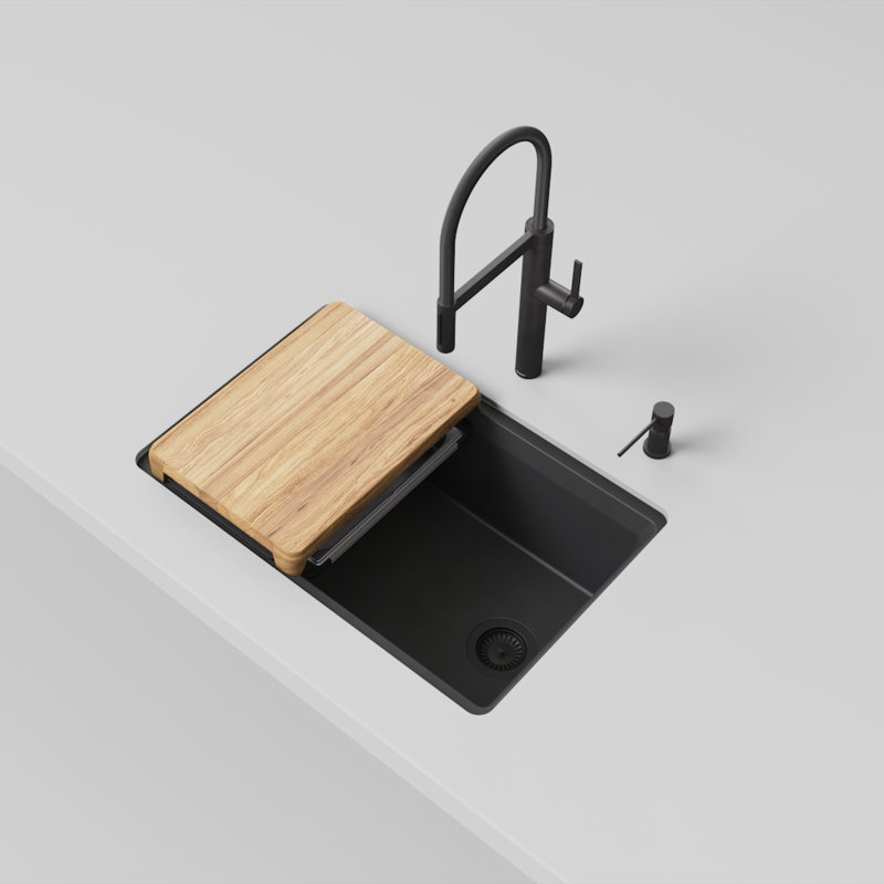 Inteos SILGRANIT 30" Single Bowl Reversible Undermount Workstation Kitchen Sink - White, Coal Black