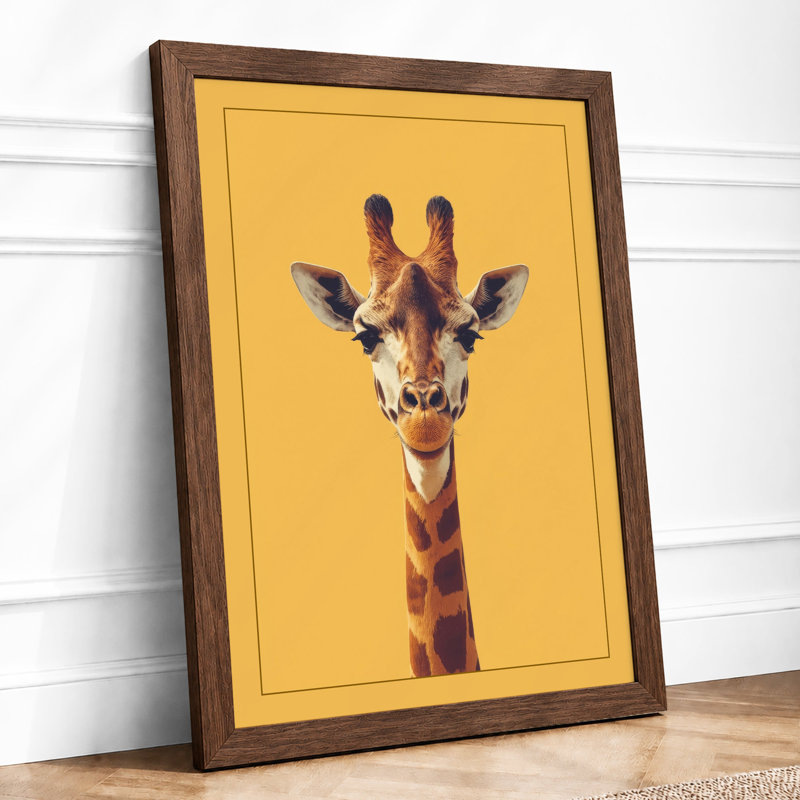 Gentle Giraffe Modern - Framed Print, Walnut, A3 - 42.0 x 29.7 cm