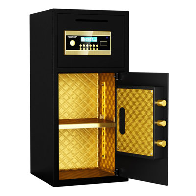 Large Double-Door Coin-Operated Safe,Digital Security Safe With Keypad And Key,3.5 Cubic Feet Safe Box With Hidden Code Function For Home,Office And Hotel