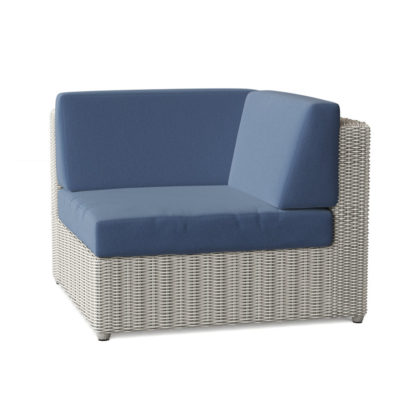 Sag Harbor Outdoor Corner Wedge Lounge Chair, Sag Harbor Classic White, Canvas Navy Sunbrella® Canvas