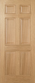 Regency 6P Unfinished Oak Internal Door, 198.1 cm H x 83.8 cm W x 3.5 cm D, Pre-Finished