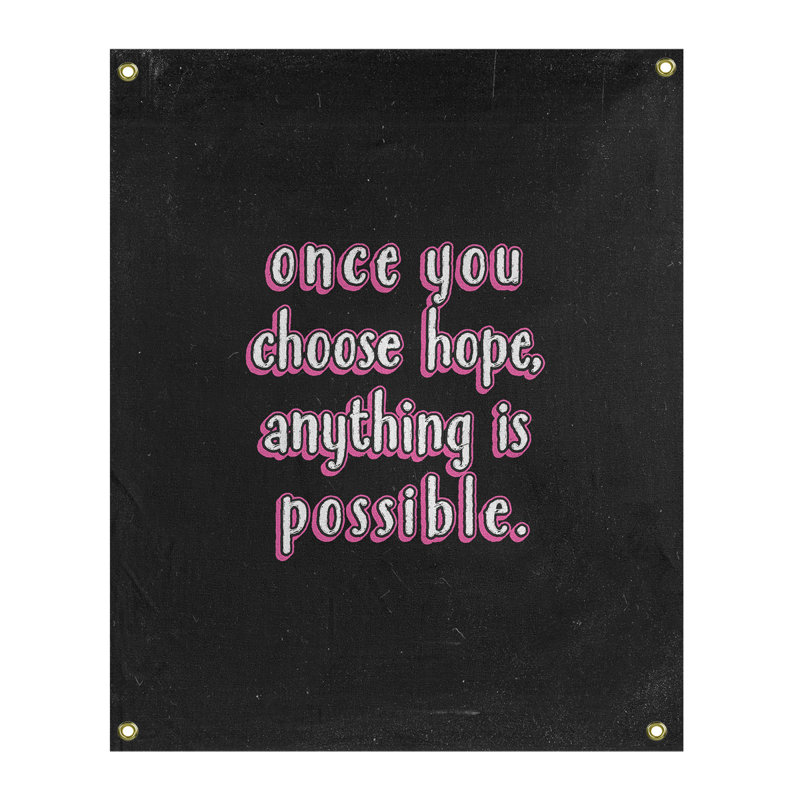 Tapisserie tableau noir en polyester, citation d’espoir, H 36 po x l 26 po, Rose