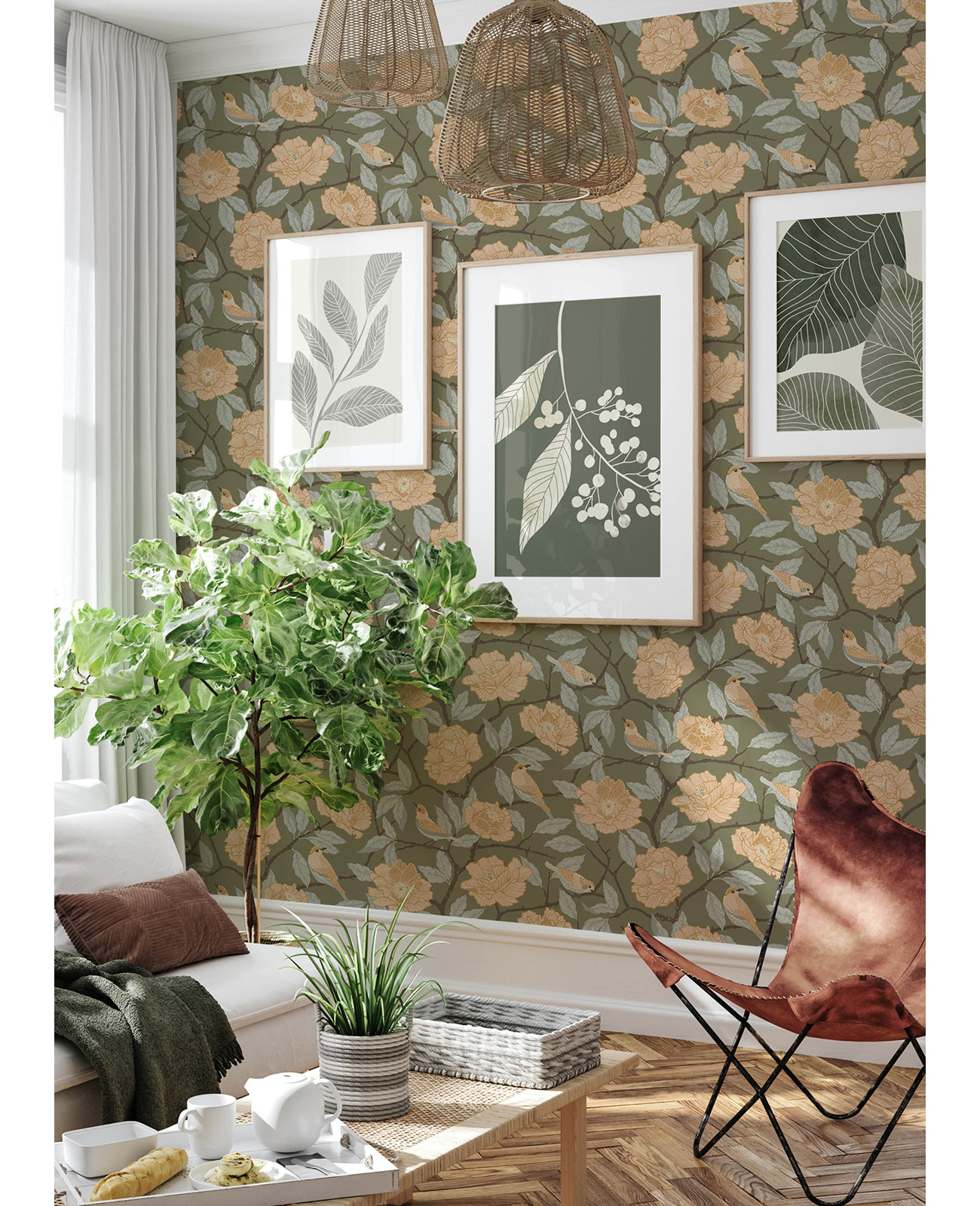 Botanical Wallpaper, Green