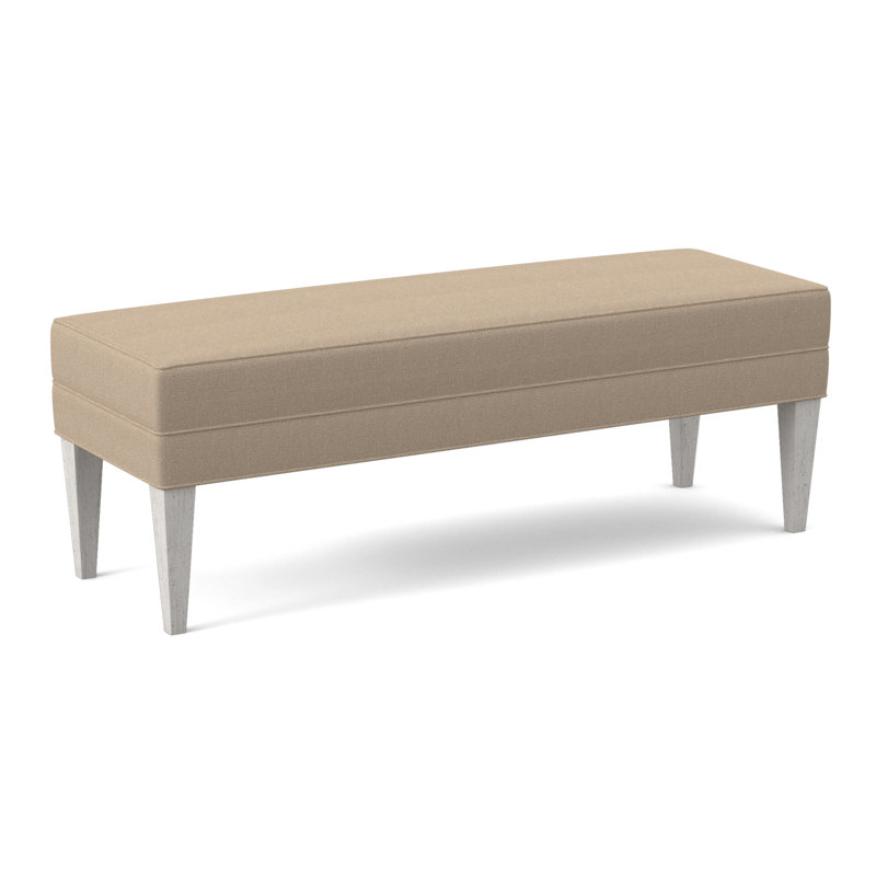 Livery Upholstered Bench, Bisque, Filigree Ivory