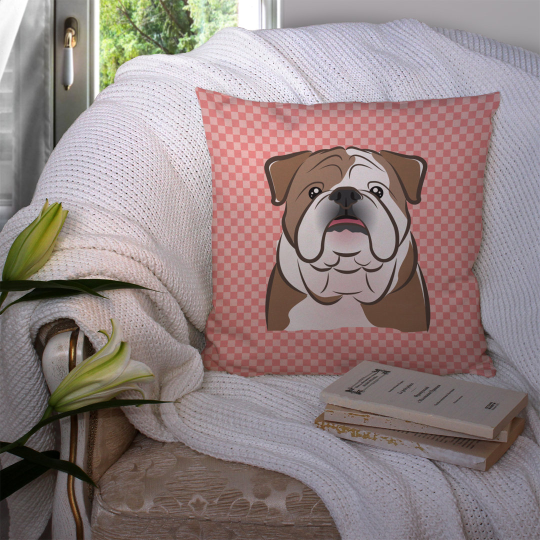Checkerboard English Bulldog Indoor/Outdoor Throw Pillow Caroline's Treasures
