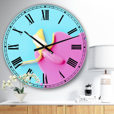 Horloge murale moderne surdimensionnée rose et bleue