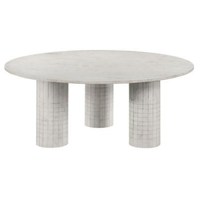Tameiko Round Genuine Marble Coffee Table White