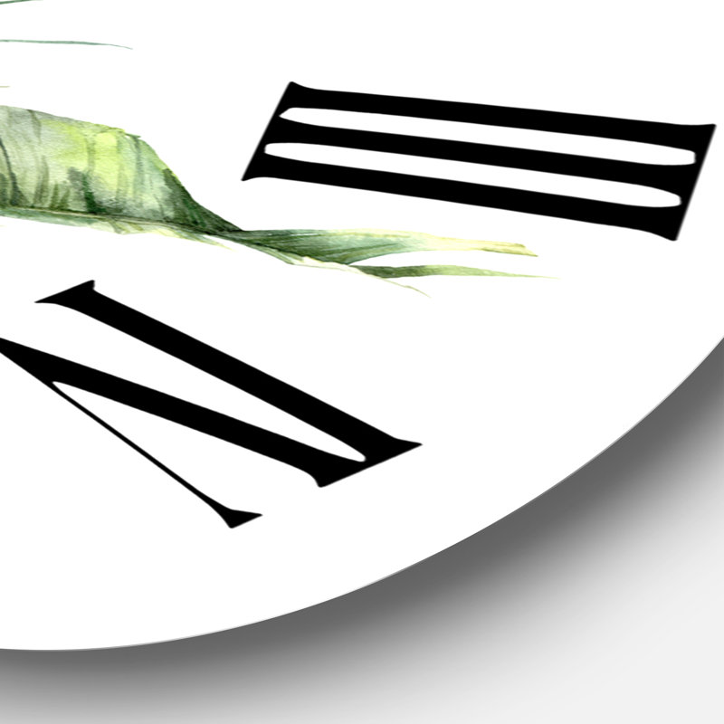 Horloge murale traditionnelle Bouquet tropical avec feuilles de palmier Lumerine, Surdimensionné