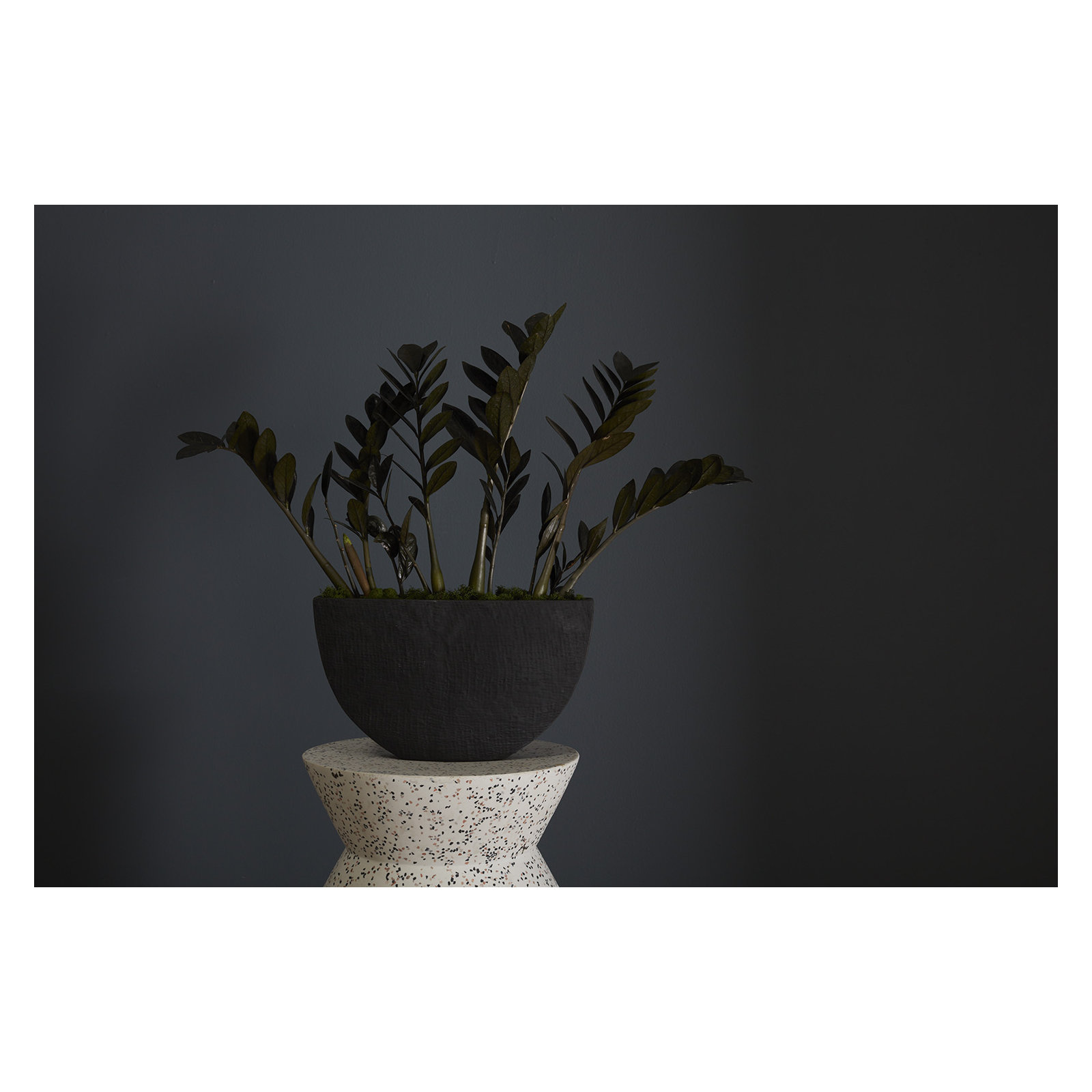 Handmade Ceramic Pot Planter, Black, 7.75" H x 13.5" W x 3.5" D