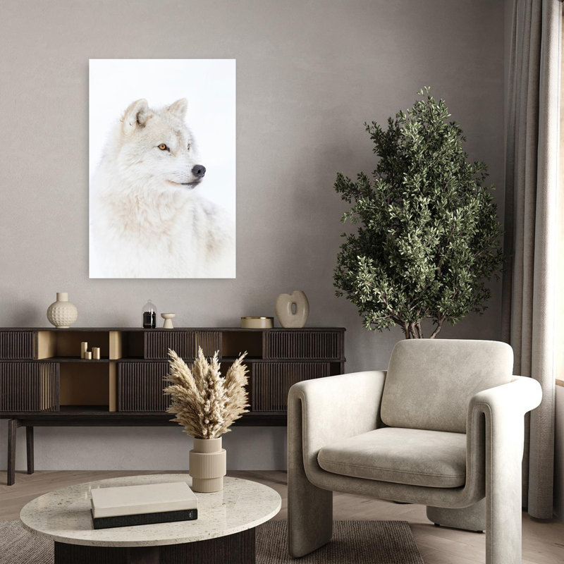 Portrait of an Arctic Wolf Abstract Contemporary Wolf Forest Landscape Wall Art Print 1 Piece Wrapped Canvas Wall Art