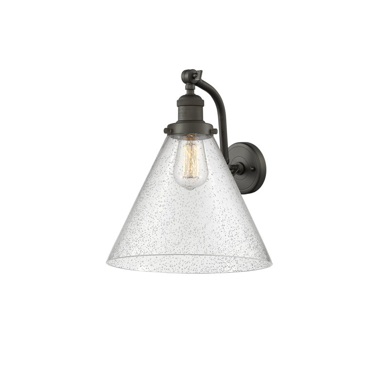 Applique murale 1 lumière Cone, Bronze frotté à l'huile, Ampoule à DEL rétro de 6 watts, Grainé