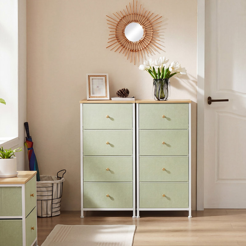 Commode de rangement 7 tiroirs Enegess, Light Green