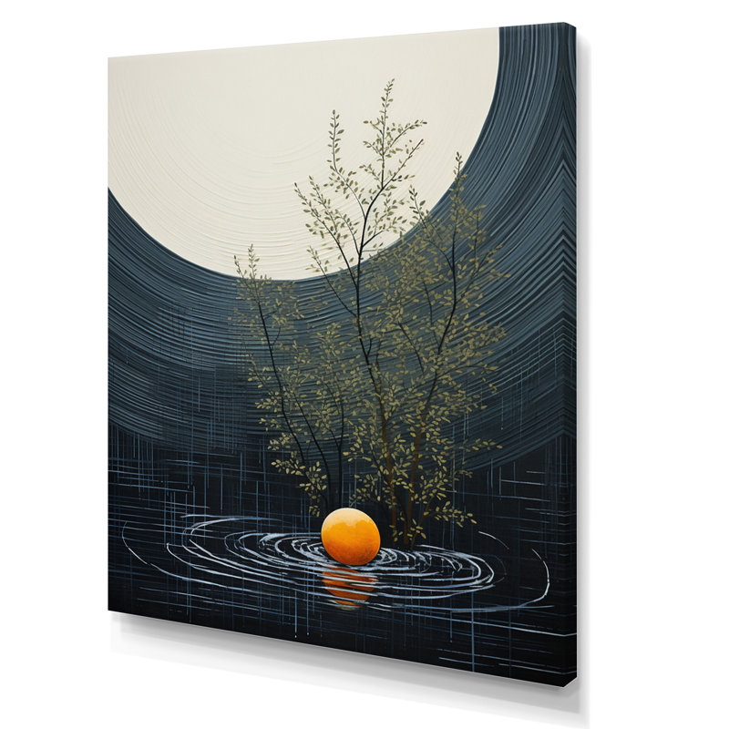 «Latesia Grey Orange Mid Century Minimalist Oasis II», reproduction sur toile, H 20 po x l 12 po x P 1 po, Toile tendue