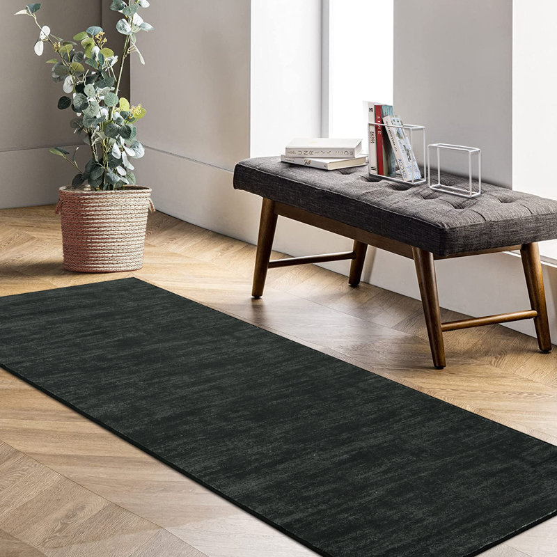 Washable Modern Solid Design Area Rug, Low Pile Non-Slip Rug for Entryway, Bedroom, Kitchen, Runner 2' x 8'