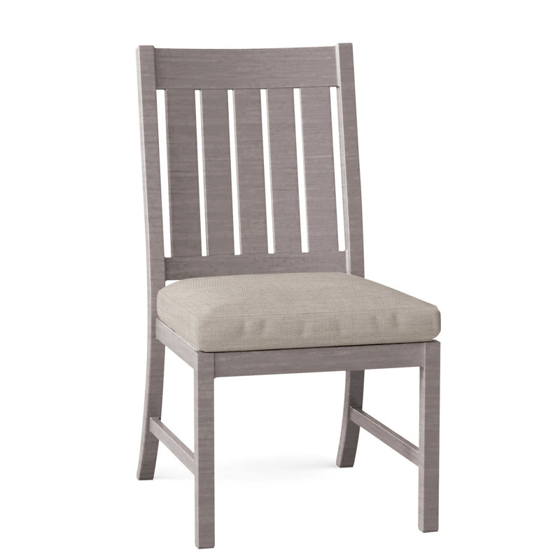 Club Patio Dining Side Chair with Cushions, No Welt, Oyster, Dove Sunbrella® Linen