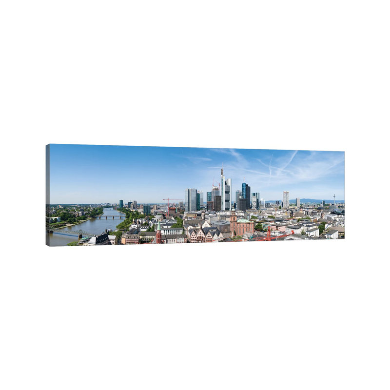 View Of The Central Business District In Frankfurt Am Main, Hesse, Germany by Jan Becke - Wrapped Canvas Panoramic Print