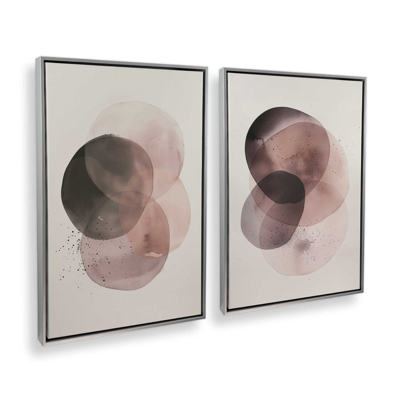 Ensemble de 2 roses ombrées, H 13 po x l 18 po, Cadre flottant en chrome poli